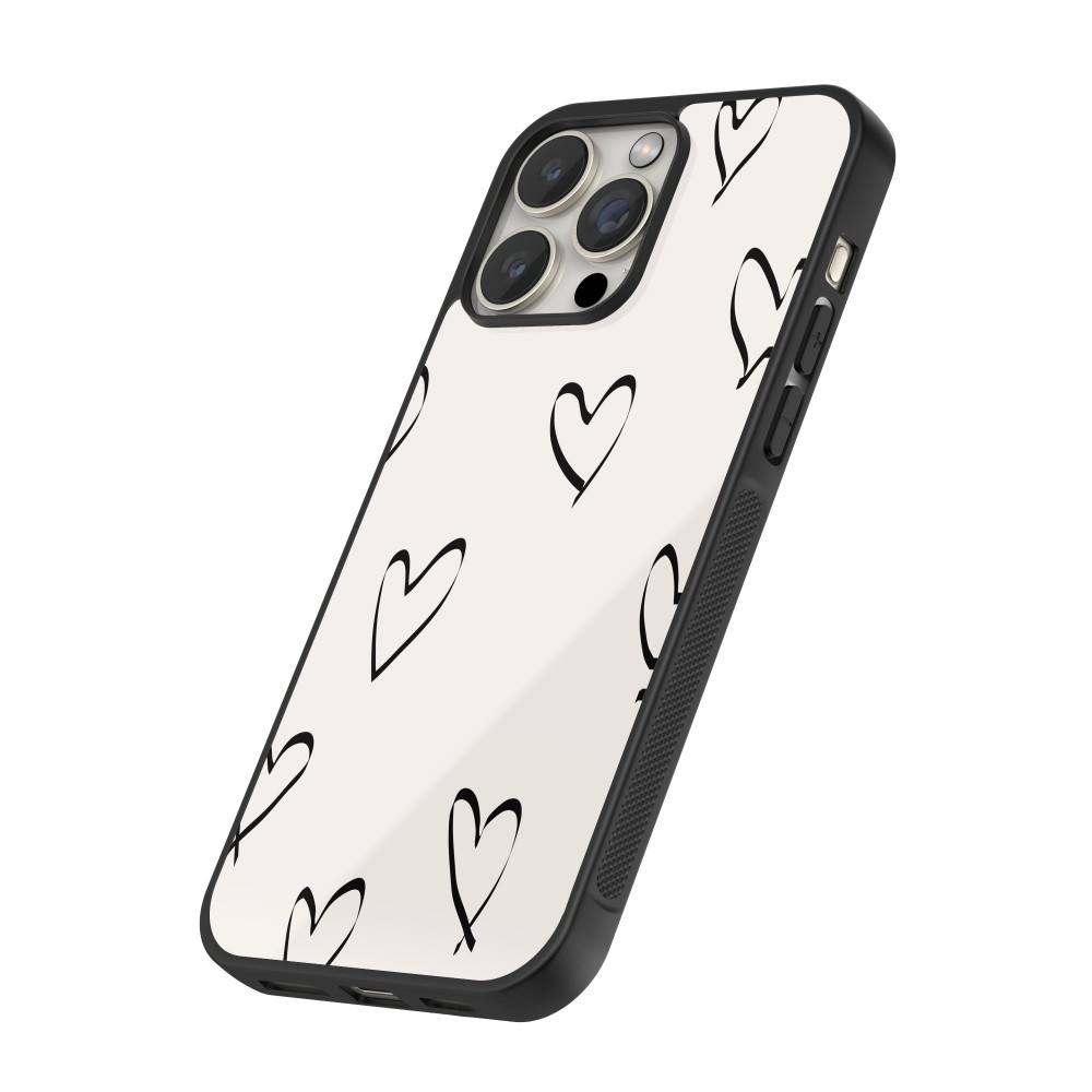 iPhone 13 Pro Case Hülle - Silikon schwarz Valentine 2023 minimalist hearts