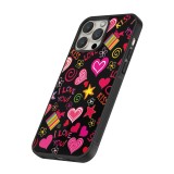 iPhone 15 Pro Max Case Hülle - Silikon schwarz Valentine 2023 love symbols