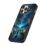 iPhone 15 Pro Case Hülle - Silikon schwarz Schwarze Katze Spaziergang