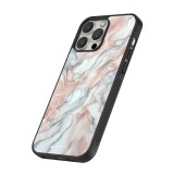 iPhone 15 Pro Case Hülle - Silikon schwarz Rosa Leuchtender Marmor