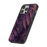iPhone 15 Pro Case Hülle - Silikon schwarz Purple Light Leaves