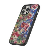iPhone 16 Pro Max Case Hülle - Silikon schwarz Vintage Art Flowers