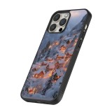 iPhone 16 Pro Max Case Hülle - Silikon schwarz Winter 25 Winter snowy village