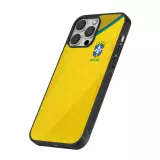 Coque iPhone 16 Pro - Silicone rigide noir Maillot de football Brésil 2022 personnalisable