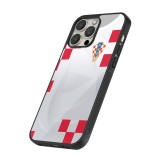 Coque iPhone 16 Pro - Silicone rigide noir Maillot de football Croatie 2022 personnalisable