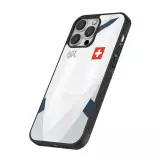 Coque iPhone 16 Pro - Silicone rigide noir Maillot de football Suisse Extérieur personnalisable