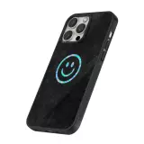 Coque iPhone 16 Pro - Silicone rigide noir Happy smiely irisé