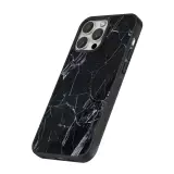 Coque iPhone 16 Pro - Silicone rigide noir Marble Black 01