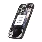 Coque iPhone 16 Pro - Silicone rigide noir Marble Good Vibes Only