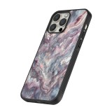 iPhone 16 Pro Case Hülle - Silikon schwarz Violetter silberner Marmor