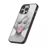 Coque iPhone 16 Pro - Silicone rigide noir Marilyn Bubble
