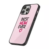 Coque iPhone 16 Pro - Silicone rigide noir Mom 2023 best Mom ever pink