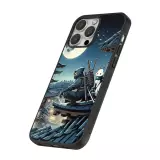 Coque iPhone 16 Pro - Silicone rigide noir Ninja sous la lune