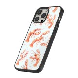 iPhone 16 Pro Case Hülle - Silikon schwarz Muster von pastellfarbenen Hummern