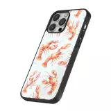 Coque iPhone 16 Pro - Silicone rigide noir Pattern de homards pastels