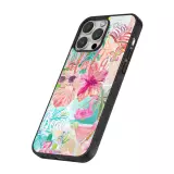 Coque iPhone 16 Pro - Silicone rigide noir Preppy Collage Aloha