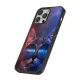 Coque iPhone 16 Pro - Silicone rigide noir Red Blue Cat Glasses