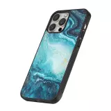 Coque iPhone 16 Pro - Silicone rigide noir Sea Foam Blue