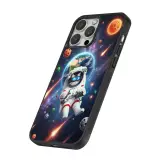 Coque iPhone 16 Pro - Silicone rigide noir VR SpaceCat Odyssey