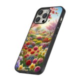 Coque iPhone 16 Pro - Silicone rigide noir Spring 25 Bouquet printemps