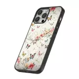 Coque iPhone 16 Pro - Silicone rigide noir Spring 25 Papillons Légers