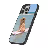 Coque iPhone 16 Pro - Silicone rigide noir Summer Dog on Paddle