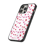 iPhone 16 Pro Case Hülle - Silikon schwarz Valentine 2022 Many pink hearts