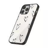 Coque iPhone 16 Pro - Silicone rigide noir Valentine 2023 minimalist hearts