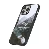 Coque iPhone 16 Pro - Silicone rigide noir Winter 22 snowy mountain and lake