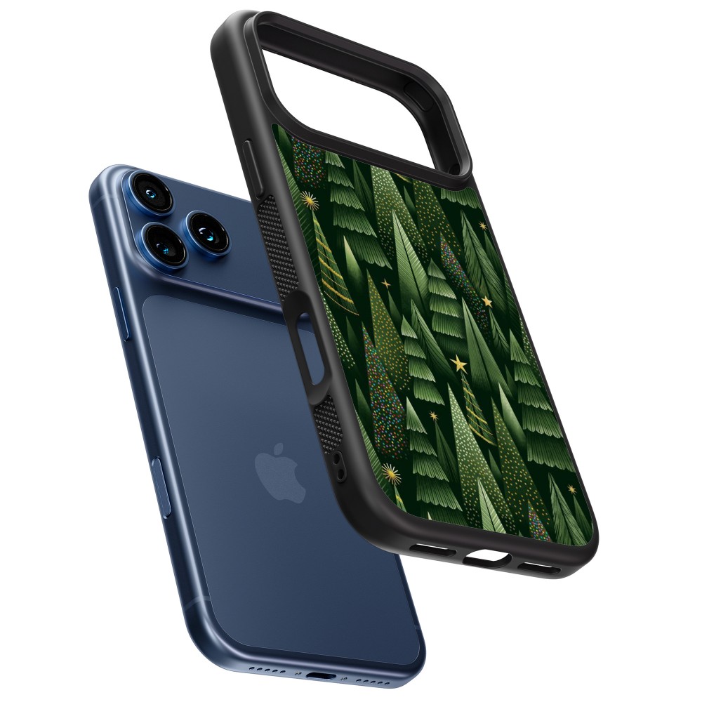 iPhone 17 Pro Max Case Hülle - Silikon schwarz Christmas 25 Pattern Xmas Tree