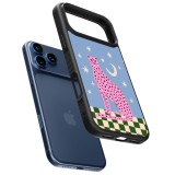 iPhone 17 Pro Max Case Hülle - Silikon schwarz Pink leopard with stars 2026