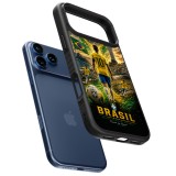 Coque iPhone 17 Pro Max - Silicone rigide noir Football Brésil splash 2026