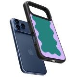 iPhone 17 Pro Max Case Hülle - Silikon schwarz Wavy Rectangle Green Purple
