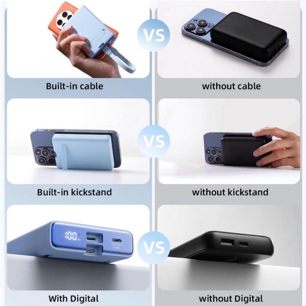 20W Powerbank Joyroom JR-PBM01 MagSafe 10000mAh externer Akku mit Standfuß - Blau