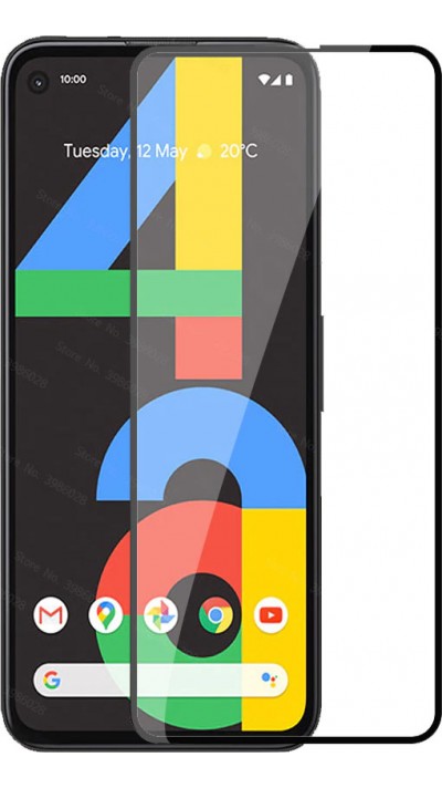 3D Tempered Glass Google Pixel 4a  - Full Screen Display Schutzglas mit schwarzem Rahmen