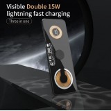 3in1 wireless MagSafe Ladestation Cyberpunk 2x 15W für iPhone, AirPods & Qi Smartphones - Transparent