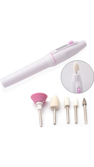 5 in 1 elektronische Nagel Pflege Maschine Manicure Polishing mit 5 Aufsätzen - Weiss