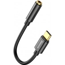 Baseus L54 Adapter für USB-C Kopfhörer Mini Jack 3.5mm DAC 24 Bit 48 KHz - Hochwertiger Soundqualität Audio Konverter - Schwarz