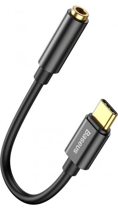 Baseus L54 Adapter für USB-C Kopfhörer Mini Jack 3.5mm DAC 24 Bit 48 KHz - Hochwertiger Soundqualität Audio Konverter - Schwarz