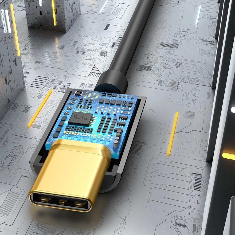 Baseus L54 Adapter für USB-C Kopfhörer Mini Jack 3.5mm DAC 24 Bit 48 KHz - Hochwertiger Soundqualität Audio Konverter - Schwarz