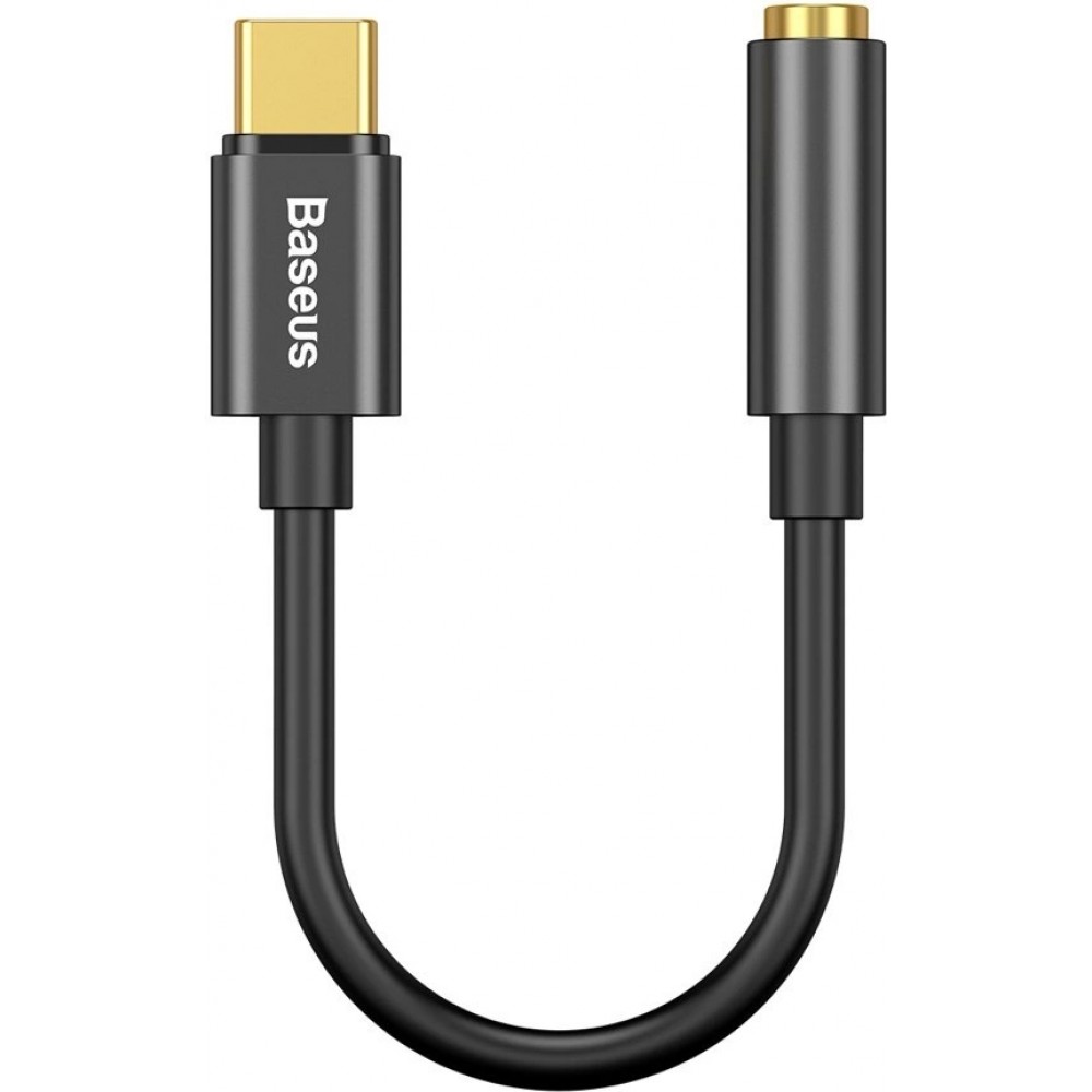 Baseus L54 Adapter für USB-C Kopfhörer Mini Jack 3.5mm DAC 24 Bit 48 KHz - Hochwertiger Soundqualität Audio Konverter - Schwarz