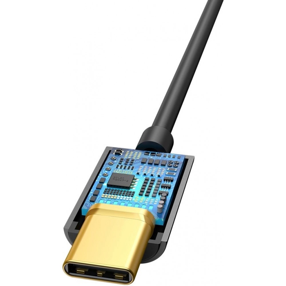 Baseus L54 Adapter für USB-C Kopfhörer Mini Jack 3.5mm DAC 24 Bit 48 KHz - Hochwertiger Soundqualität Audio Konverter - Schwarz