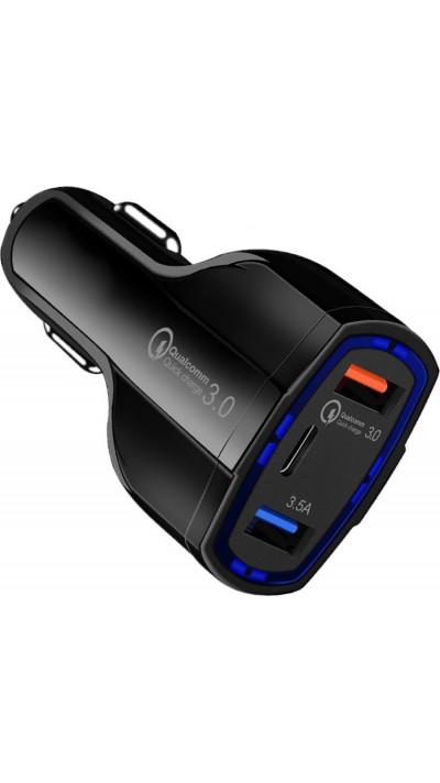 Adapter fürs Auto Qualcomm Quick Charge USB-C - Schwarz