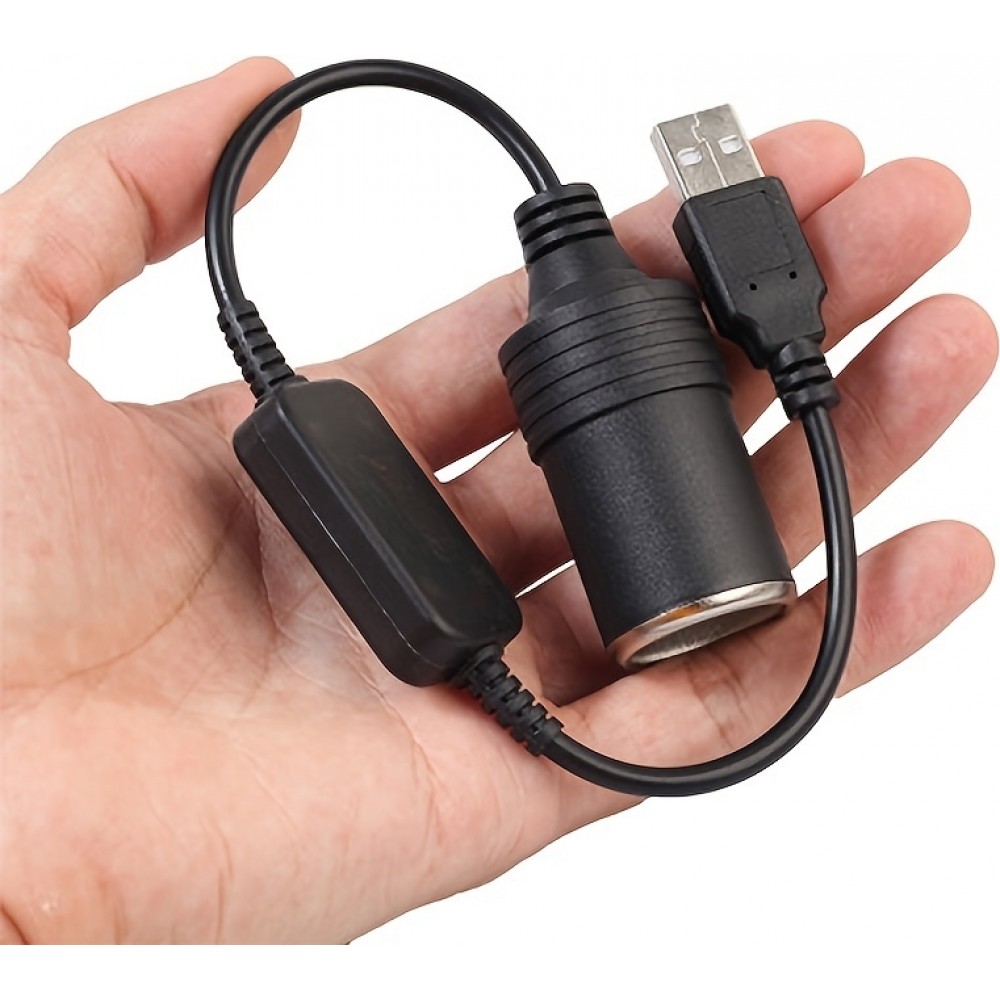 USB-A zu 12V Universeller Zigarettenanz&uuml;nder Adapter f&uuml;r Autozubeh&ouml;r - Schwarz