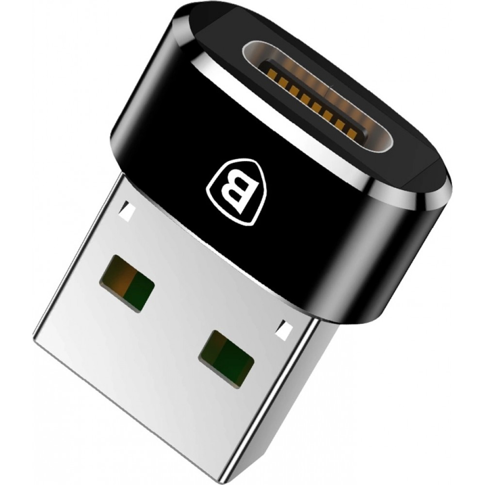 Baseus Mini USB-C zu USB-A Adapter kompakt schnellladef&auml;hig vielseitig - Schwarz