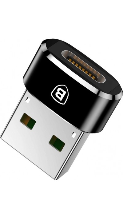 Baseus Mini USB-C zu USB-A Adapter kompakt schnellladefähig vielseitig - Schwarz