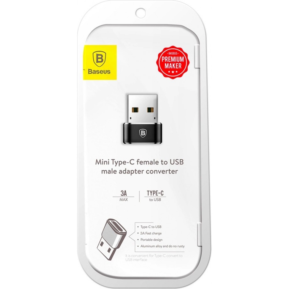 Baseus Mini USB-C zu USB-A Adapter kompakt schnellladef&auml;hig vielseitig - Schwarz
