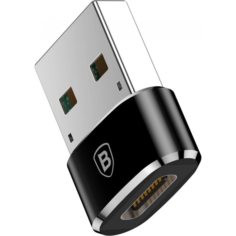 Baseus Mini USB-C zu USB-A Adapter kompakt schnellladef&auml;hig vielseitig - Schwarz