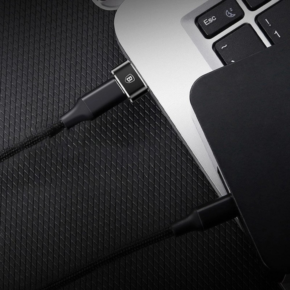 Baseus Mini USB-C zu USB-A Adapter kompakt schnellladef&auml;hig vielseitig - Schwarz