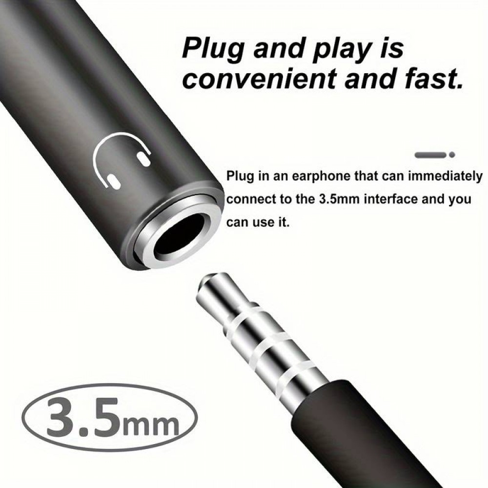 Adaptateur audio 2 en 1 USB-C vers jack 3.5mm + USB-C 30W Fast Charge - Noir